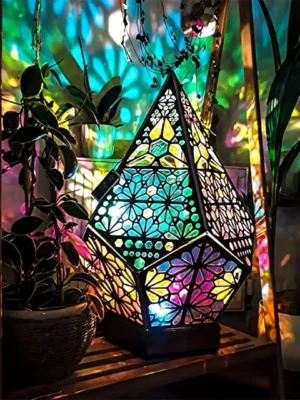 Diamond Lamp Bohemian Style Wooden Floor Lamp Night Lamp Colorful Projector